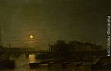 Henry Pether Moonlight Over the Seine painting